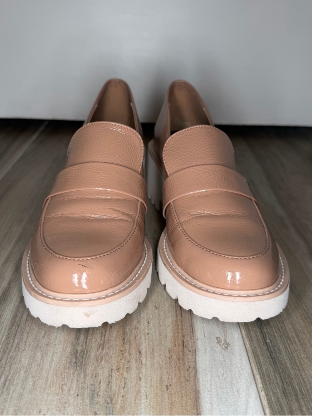 Dolce Vita Henri Loafers Nude / Tan Patent Leather Platform Slip On Womens Sz 8M - Picture 2 of 13